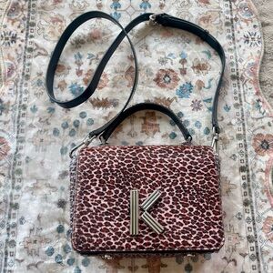 Kenzo Leopard Print Pony Hair Crossbody Bag